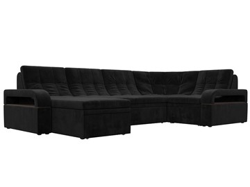 П-образный диван Лига-035, Черный (велюр) в Костроме
