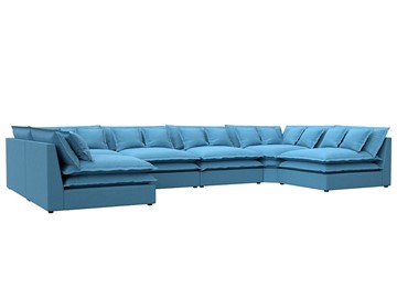 Большой П-образный диван Лига-040, Амур голубой (рогожка) в Костроме