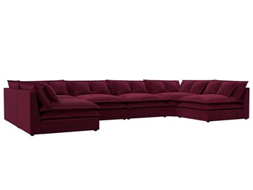 Большой П-образный диван Лига-040, Бордовый (микровельвет) в Костроме