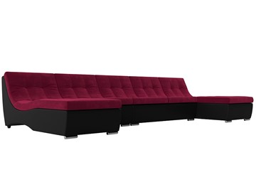 П-образный диван Монреаль, Бордовый\Черный (Микровельвет\Экокожа) в Костроме