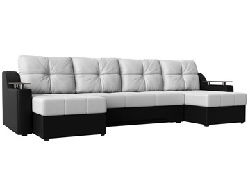 П-образный диван Сенатор, Белый/Черный (Экокожа) боннель в Костроме