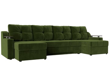 Большой П-образный диван Сенатор, Зеленый (Микровельвет) боннель в Костроме