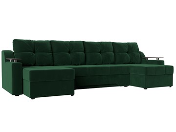 Большой П-образный диван Сенатор, Зеленый (Велюр) боннель в Костроме