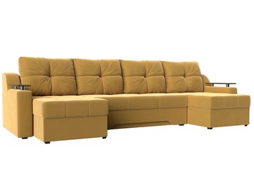 Большой П-образный диван Сенатор, Желтый (Микровельвет) боннель в Костроме