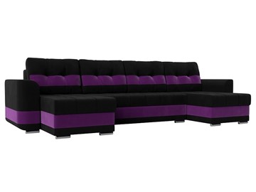 П-образный диван Честер, Черный/фиолетовый (вельвет) в Костроме