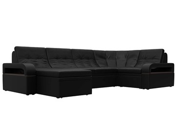 П-образный диван Лига-035, Черный (Экокожа) в Костроме