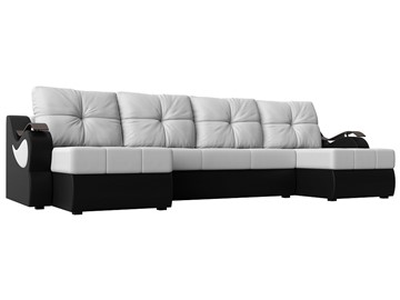 П-образный диван Меркурий П, Белый/черный (экокожа) в Костроме