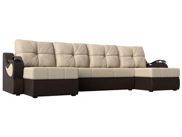 П-образный диван Меркурий П, Бежевый/коричневый (экокожа) в Костроме