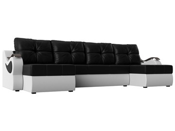 П-образный диван Меркурий П, Черный/белый (экокожа) в Костроме