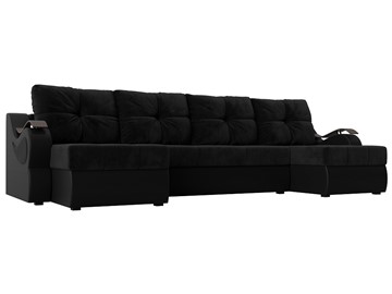 П-образный диван Меркурий П, Черный\Черный (Велюр\Экокожа) в Костроме