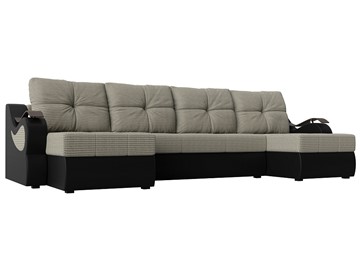 П-образный диван Меркурий П, Корфу 02 (рогожка)/черный (экокожа) в Костроме