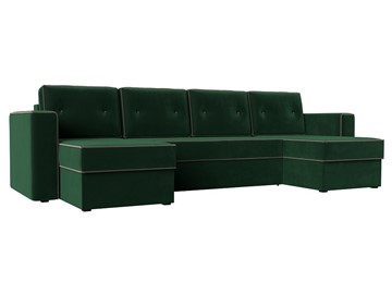 П-образный диван Принстон, Зеленый\Коричневый (Велюр) боннель в Костроме