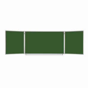 Доска для мела магнитная 3-х элементная 100х150/300 см, 5 рабочих поверхностей, зеленая, BRAUBERG, 231707 в Костроме