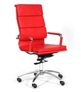 Кресло компьютерное CHAIRMAN 750 экокожа красная в Костроме
