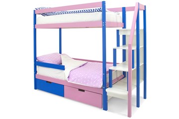 Двухэтажная детская кровать Svogen синий-лаванда в Костроме