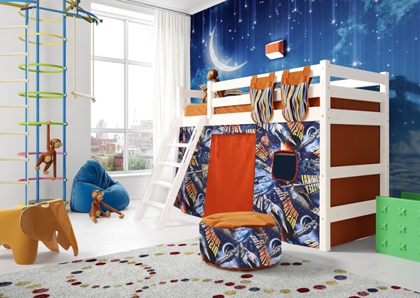 Кровать-чердак в детскую Соня, Вариант 6 Белый в Костроме - изображение