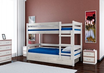 Кровать в детскую Джуниор двухъярусная с ящиками (Белый Античный) в Костроме