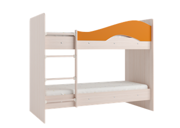 Двухэтажная детская кровать Мая с 2 ящиками на щитах, корпус Млечный дуб, фасад Оранжевый в Костроме - предосмотр 2