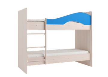 Детская 2-этажная кровать Мая с 2 ящиками на щитах, корпус Млечный дуб, фасад Синий в Костроме - предосмотр 2