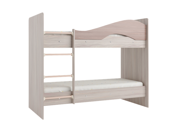 Детская двухъярусная кровать Мая с 2 ящиками на щитах, корпус Шимо светлый, фасад Шимо темный в Костроме - изображение 2