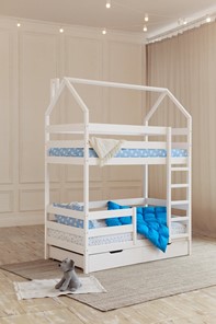 Двухэтажная детская кровать Домик с ящиками, цвет белый в Костроме - предосмотр 6