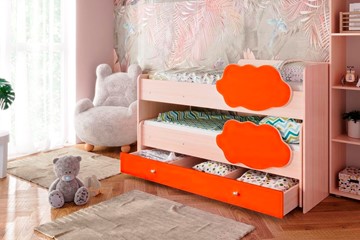 Двухъярусная кровать Соник 1.6 с ящиком, Оранжевый в Костроме