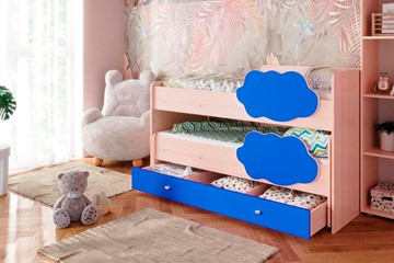 Двухэтажная детская кровать Соник 1.6 с ящиком, Синий в Костроме