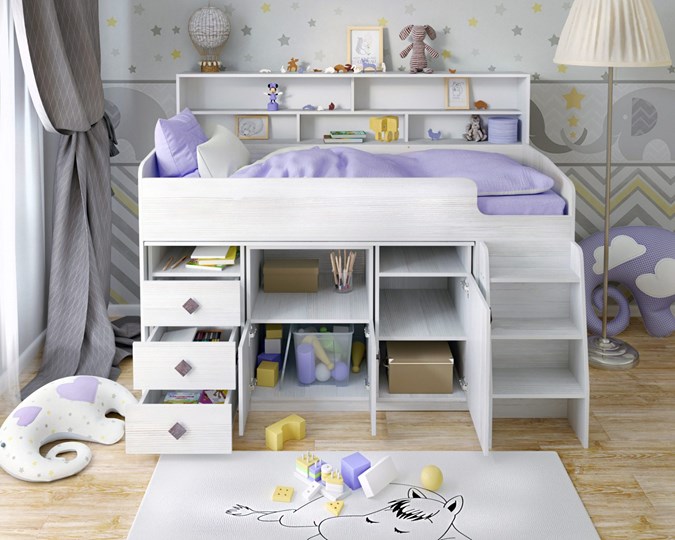 Кровать-чердак в детскую Малыш-5, цвет Винтерберг в Костроме - изображение 3