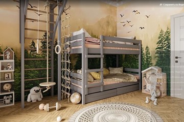 Детская кровать Джуниор двухъярусная с ящиками (Антрацит) в Костроме - предосмотр 1