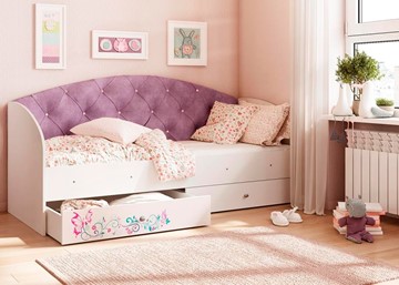 Детская кровать с ящиками Эльза без бортика, Фиолетовый (латы) в Костроме