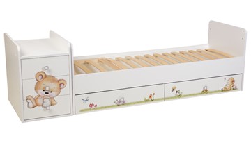 Детская кровать с комодом Фея 1100 Медвежонок Белый в Костроме - предосмотр 2