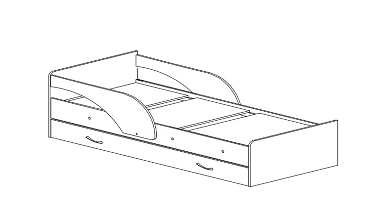 Кровать с бортиками Максимка, корпус Млечный дуб, фасад Синий в Костроме - изображение 1