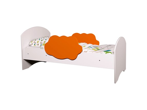 Детская кровать с бортиками Тучка, корпус Белый, фасад Оранжевый в Костроме - изображение