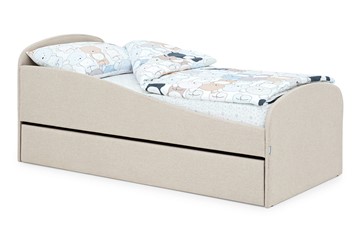 Мягкая кровать с ящиком Letmo карамель (рогожка) в Костроме