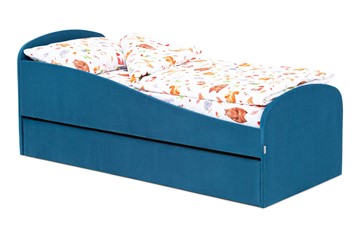Мягкая кровать с ящиком Letmo морской (велюр) в Костроме