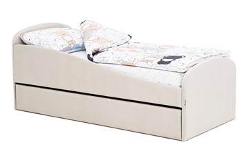 Мягкая кровать с ящиком Letmo ванильный (велюр) в Костроме