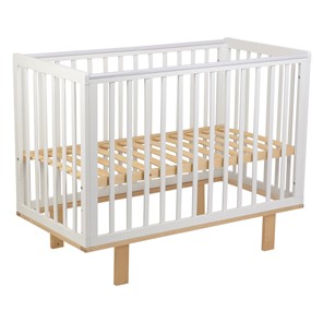 Кровать для новорожденных серия 3400 POLINI Kids Simple 340 Белый / Натуральный в Костроме