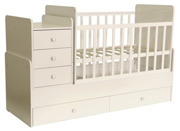 Кровать для новорожденных с комодом POLINI Kids Simple 1100 Слоновая кость в Костроме