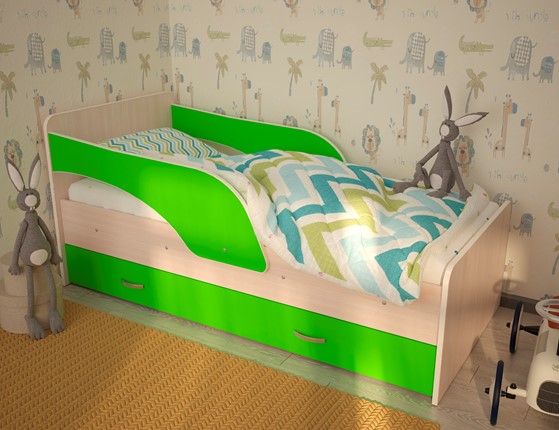 Кровать детская Максимка, корпус Млечный дуб, фасад Салатовый в Костроме - изображение