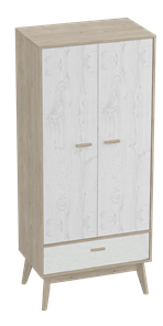 Шкаф для одежды Калгари, Дуб натуральный светлый/Белый матовый в Костроме