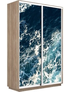 Шкаф 2-дверный Экспресс 1400x600x2400, Морские волны/дуб сонома в Костроме