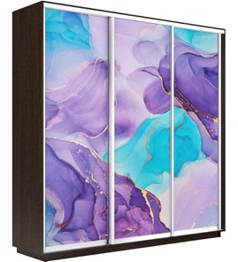 Шкаф 3-х дверный Экспресс 2100х600х2200, Абстракция фиолетовая/венге в Костроме