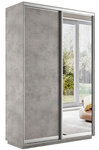 Шкаф 2-х дверный Экспресс (ДСП/Зеркало) 1200х450х2200, бетон в Костроме