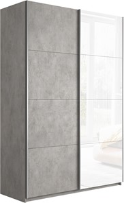 Шкаф 2-х створчатый Прайм (ДСП/Белое стекло) 1400x570x2300, бетон в Костроме