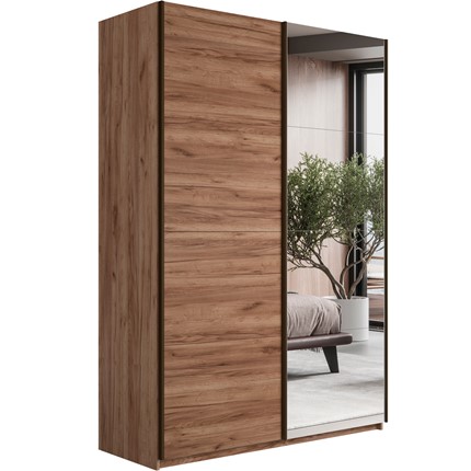 Шкаф 2-дверный Прайм (ДСП/Зеркало) 1600x570x2300, Крафт табачный в Костроме - изображение