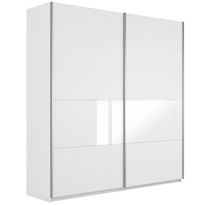 Шкаф 2-х створчатый Широкий Прайм (ДСП / Белое стекло) 2200x570x2300, Белый снег в Костроме