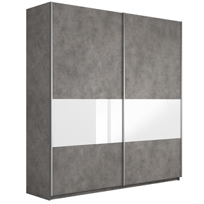 Шкаф 2-дверный Широкий Прайм (ДСП / Белое стекло) 2200x570x2300, Бетон в Костроме