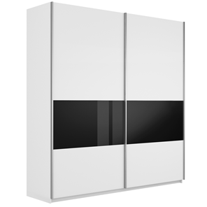 Шкаф 2-створчатый Широкий Прайм (ДСП / Черное стекло) 2200x570x2300, Белый снег в Костроме