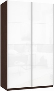 Шкаф 2-х створчатый Прайм (Белое стекло/Белое стекло) 1600x570x2300, венге в Костроме