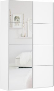 Шкаф 2-х дверный Прайм (ДСП/Зеркало) 1200x570x2300, белый снег в Костроме